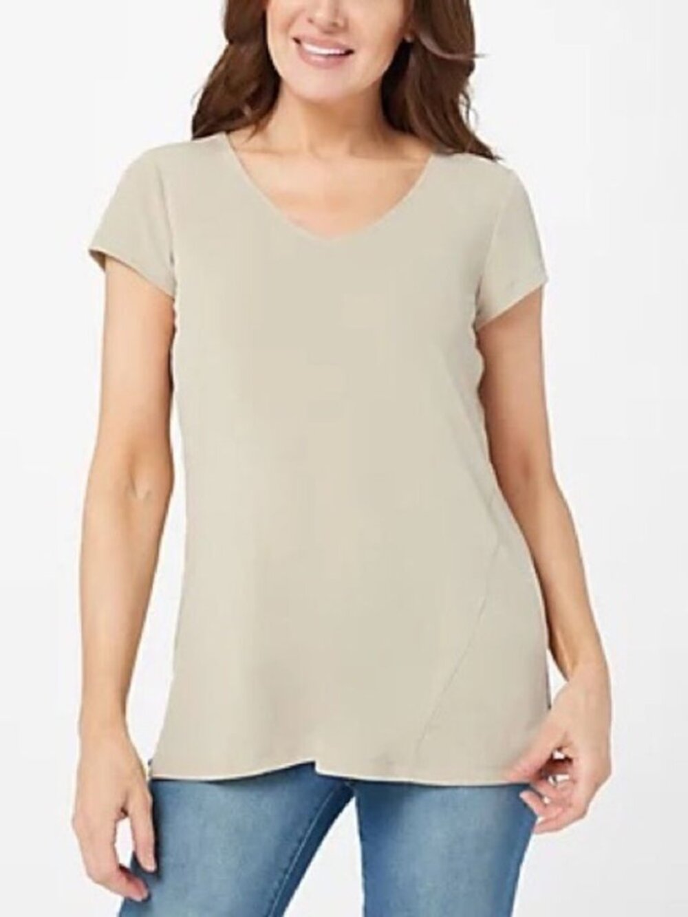 Susan Graver Modern Essentials Liquid Knit Cap Sleeve Top